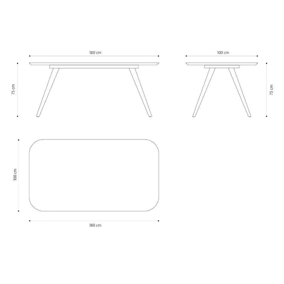 Mesa de comedor de calidad con tapa de madera de fresno Made in Italy - Ulma Viadurini