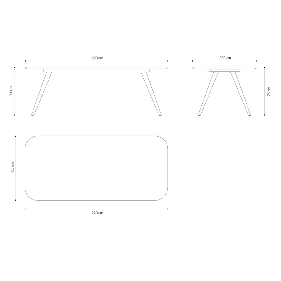 Mesa de comedor de calidad con tapa de madera de fresno Made in Italy - Ulma Viadurini