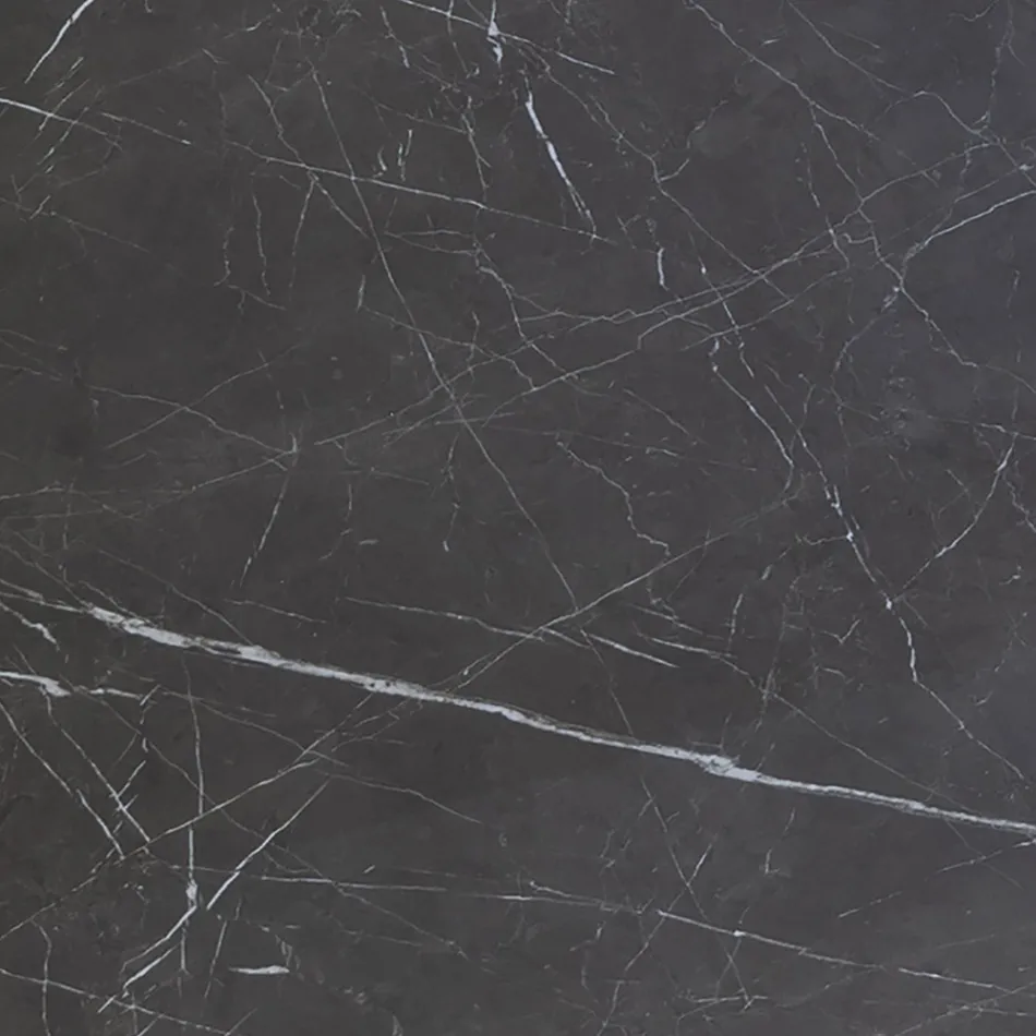 Mesa de comedor elíptica en acero y cerámica pulida Florim - Gelsino Viadurini