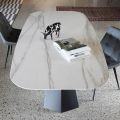 Mesa de comedor elíptica en acero y cerámica pulida Florim - Gelsino