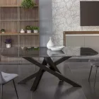 Mesa de Comedor Elíptica en Cerámica y Aluminio - Yamir Viadurini