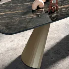Mesa de comedor fija con tapa de barril de cerámica Made in Italy - Vidrios Viadurini