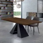 Mesa de comedor chapada en acero con base de acero Made in Italy - Dálmata Viadurini