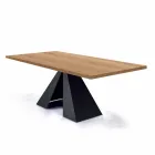 Mesa de comedor chapada en acero con base de acero Made in Italy - Dálmata Viadurini