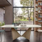 Mesa de comedor de cerámica de 3 mm y base de metal Made in Italy - Peony Viadurini