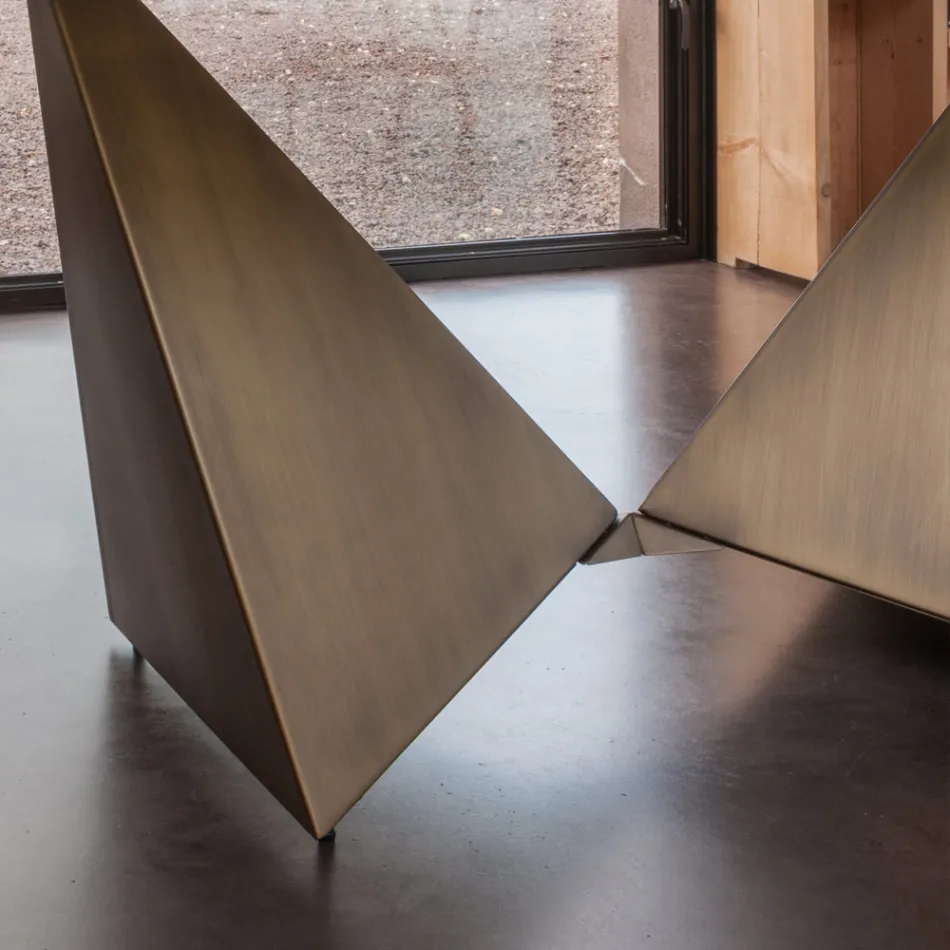 Mesa de comedor de cerámica de 3 mm y base de metal Made in Italy - Peony Viadurini