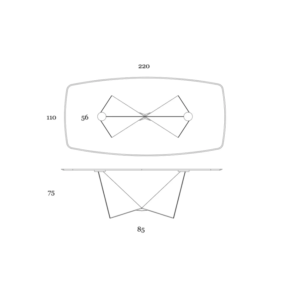 Mesa de comedor de cerámica de 3 mm y base de metal Made in Italy - Peony Viadurini