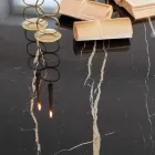 Mesa de comedor de cerámica pulida Florim Thunder Night y acero - Medunotav Viadurini