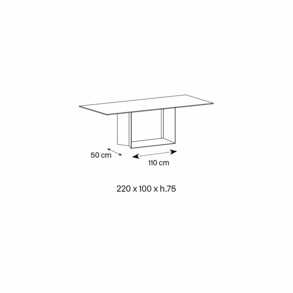 Mesa de comedor de cerámica de piedra de saboya antracita Made in Italy - Marrón oscuro Viadurini