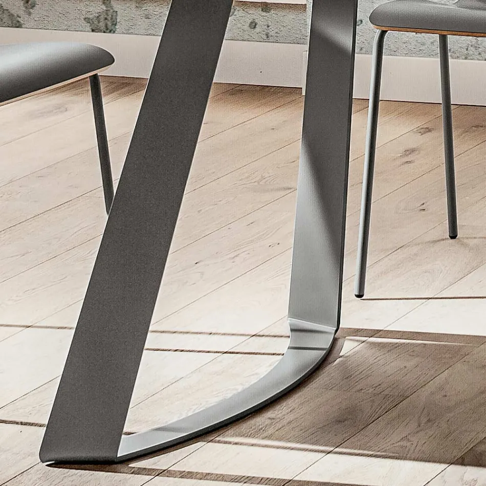 Mesa de comedor de lujo de Fénix y metal Made in Italy - Pinocho Viadurini