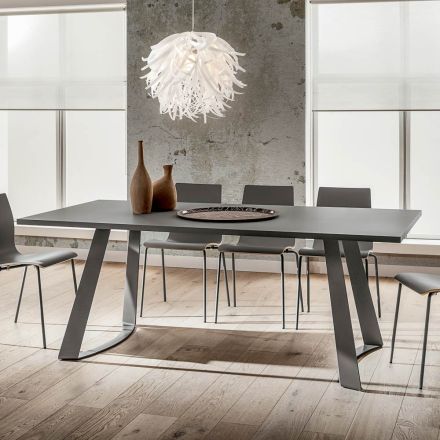 Mesa de comedor de lujo de Fénix y metal Made in Italy - Pinocho Viadurini