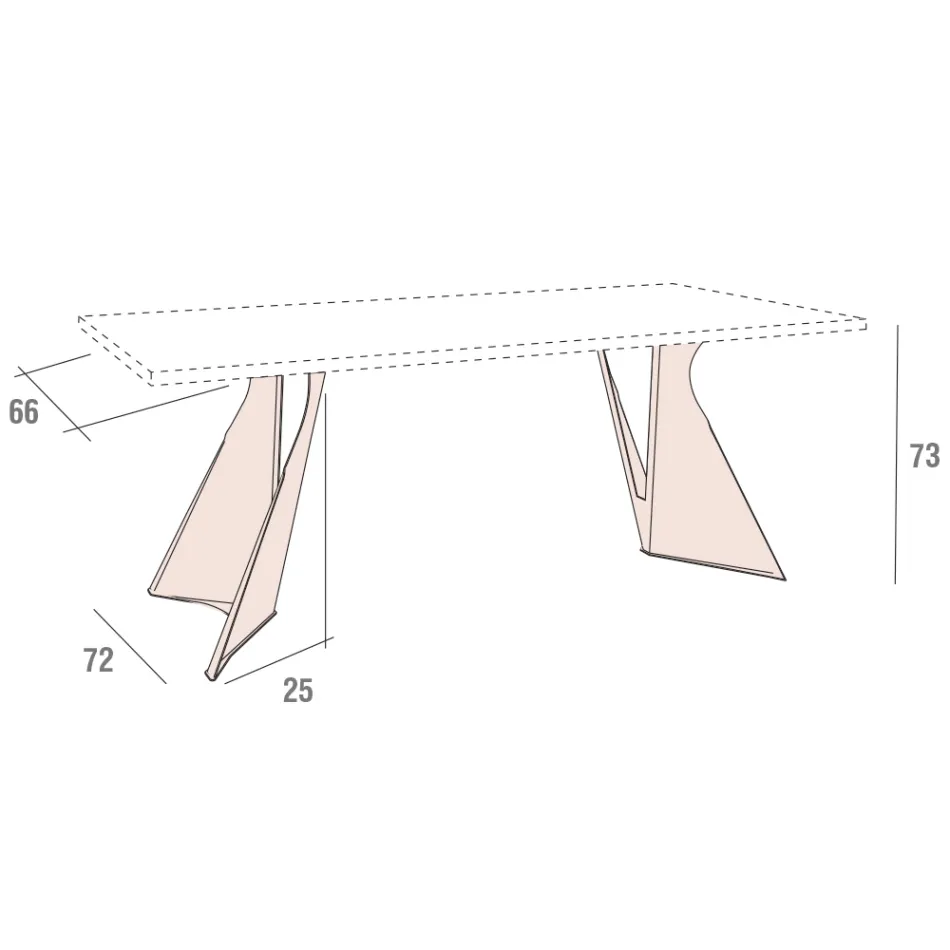 Mesa de comedor en Fenix y metal pintado Made in Italy - Dotto Viadurini