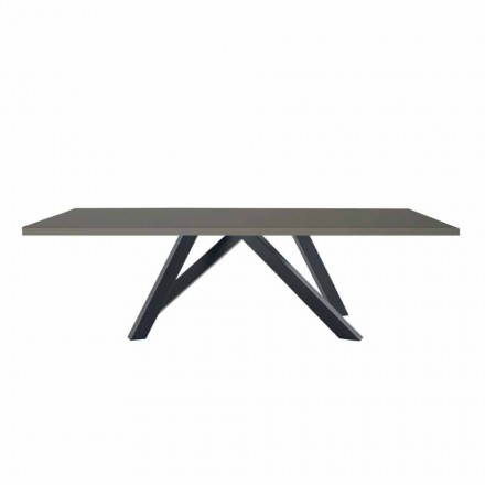 Mesa de comedor en Fenix gris y acero lacado Made in Italy - Settimmio Viadurini