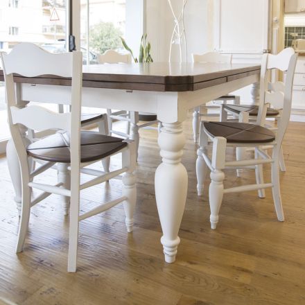 Mesa de comedor de fresno y 4 sillas incluidas Made in Italy - Rafael Viadurini