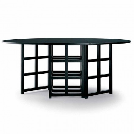 Mesa de comedor de fresno pintado negro Made in Italy - Sabatino Viadurini
