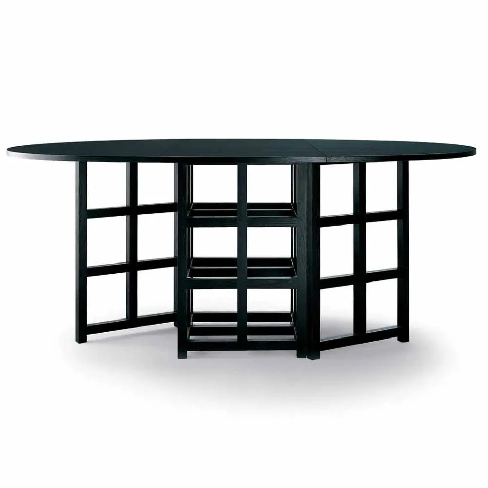 Mesa de comedor de fresno pintado negro Made in Italy - Sabatino Viadurini