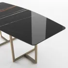 Mesa de Comedor en Gres Porcelánico y Metal Made in Italy - Emilio Viadurini