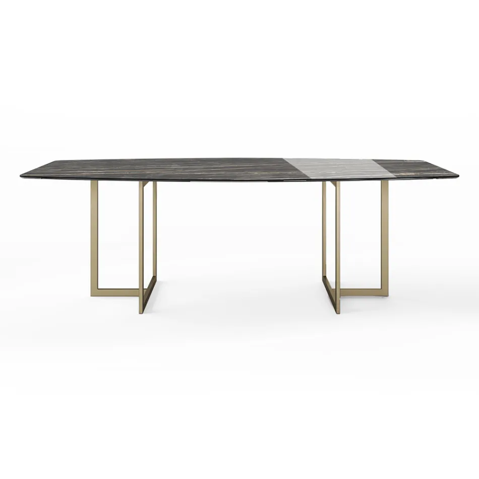 Mesa de Comedor en Gres Porcelánico y Metal Made in Italy - Emilio Viadurini