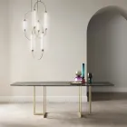 Mesa de Comedor en Gres Porcelánico y Metal Made in Italy - Emilio Viadurini