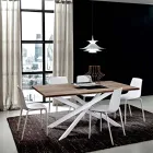 Mesa de comedor de Hpl con base de metal Made in Italy, Precious - Carlino Viadurini