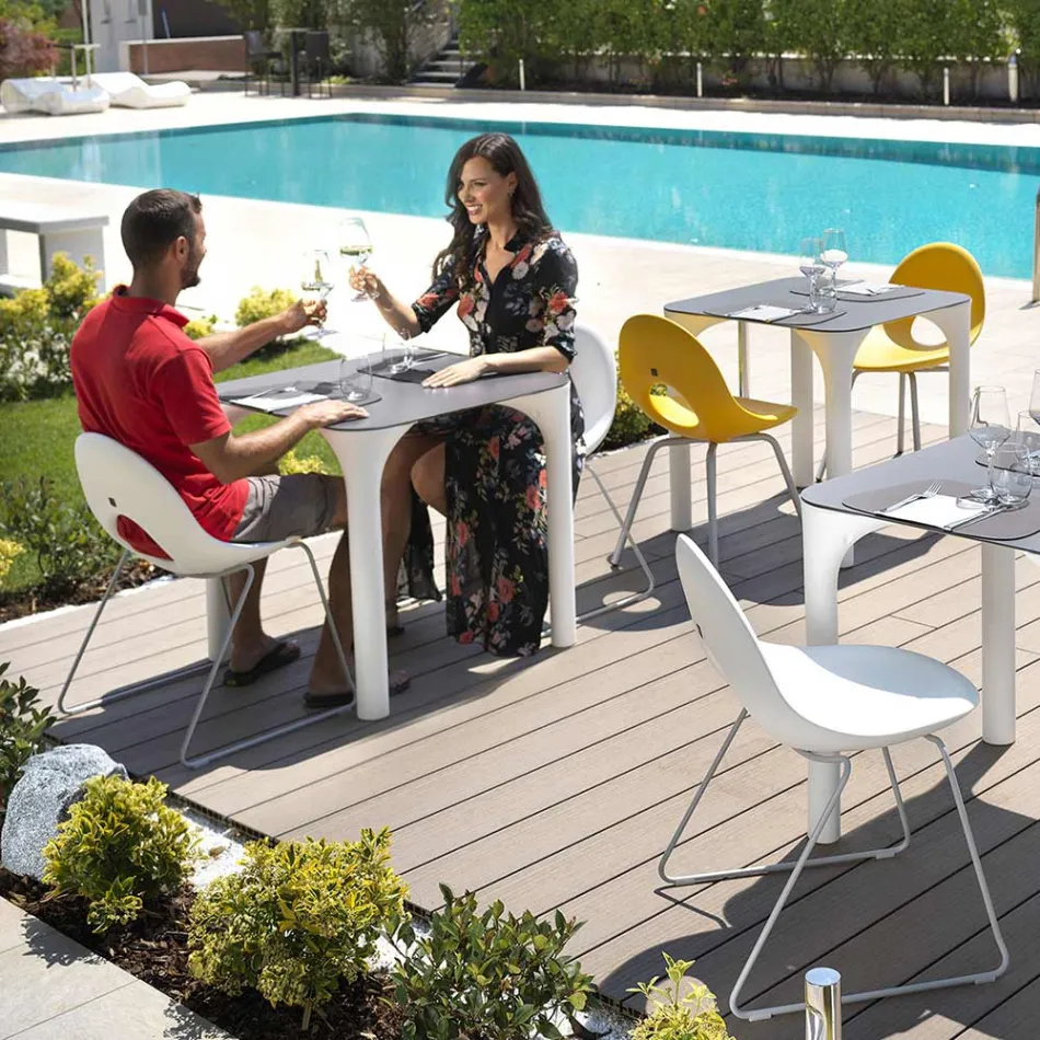 Mesa de comedor Hpl con patas de polietileno Made in Italy - Glen Viadurini