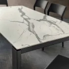 Mesa de comedor en efecto mármol Hpl y metal lacado Made in Italy - Jupiter Viadurini