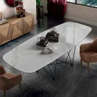Mesa de comedor en hipermármol y acero Made in Italy, alta calidad - Ezzellino Viadurini