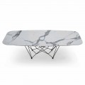 Mesa de comedor en hiper-mármol y acero Made in Italy de alta calidad - Ezzellino