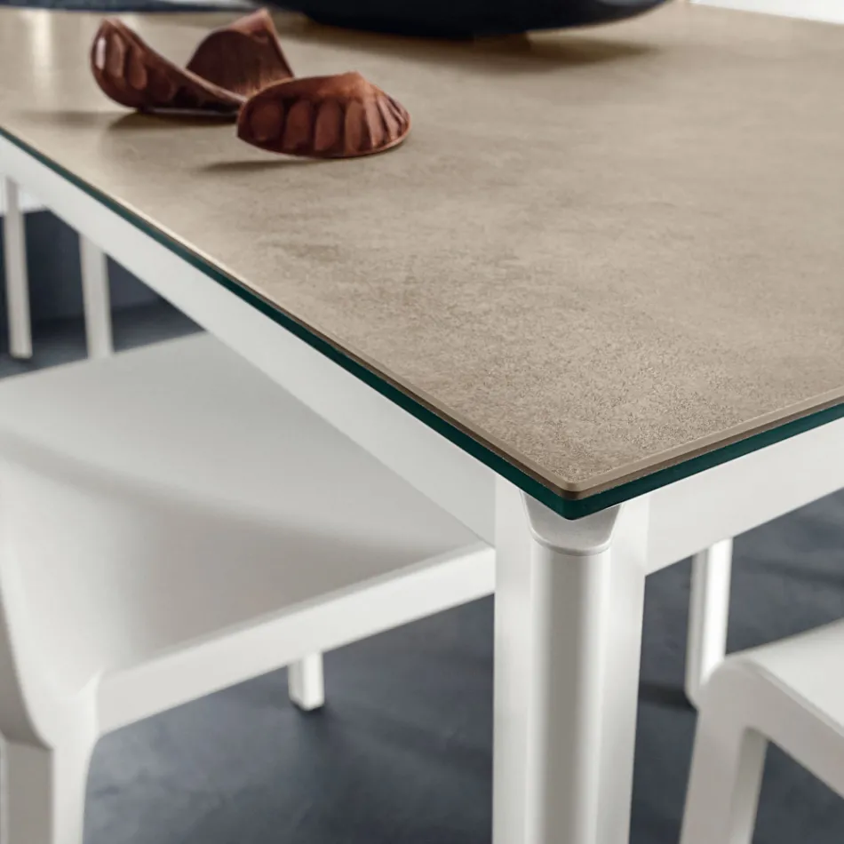 Mesa de Comedor en Laminam con Estructura de Aluminio Made in Italy - Baviera Viadurini