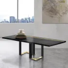 Mesa de comedor en roble anudado y elementos de metal Made in Italy - Giusy Viadurini