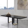 Mesa de comedor en roble anudado y elementos de metal Made in Italy - Giusy