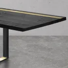 Mesa de comedor en roble anudado y elementos de metal Made in Italy - Giusy Viadurini