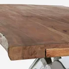Mesa de comedor de acero inoxidable y madera Homemotion Design - Kaily Viadurini
