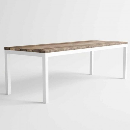 Mesa de comedor de madera y aluminio para exteriores de diseño moderno - Ganges Viadurini