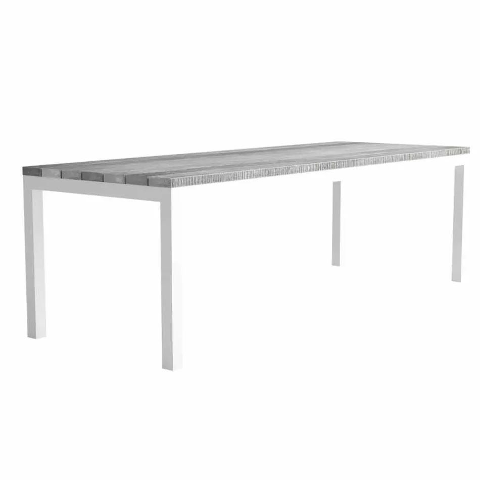 Mesa de comedor de madera y aluminio para exteriores de diseño moderno - Ganges Viadurini