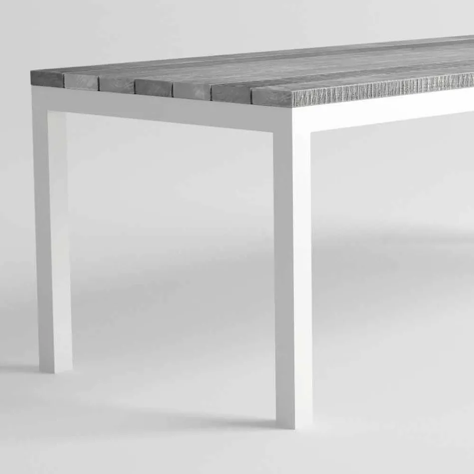 Mesa de comedor de madera y aluminio para exteriores de diseño moderno - Ganges Viadurini