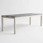 Mesa de comedor de madera y aluminio para exteriores de diseño moderno - Ganges Viadurini