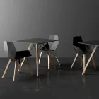 Mesa de comedor cuadrada de diseño de madera y Hpl, 4 piezas - Faz Wood by Vondom Viadurini