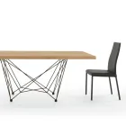 Mesa de comedor en madera chapada y acero Made in Italy - Ezzellino Viadurini