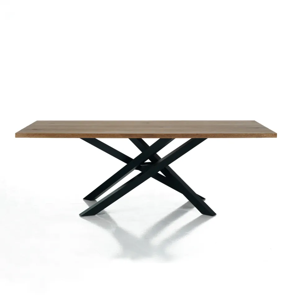 Mesa de comedor de madera maciza de abedul - Africana Viadurini