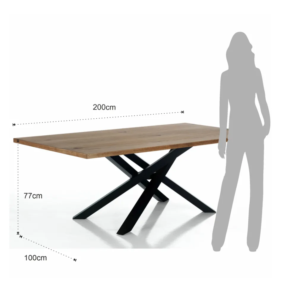 Mesa de comedor de madera maciza de abedul - Africana Viadurini