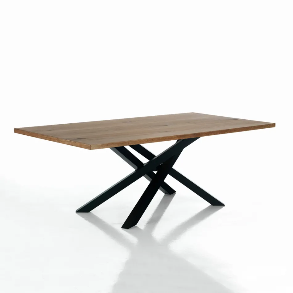 Mesa de comedor de madera maciza de abedul - Africana Viadurini