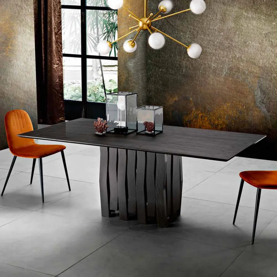 Mesa de comedor de madera de diseño mdf hecha en Italia, Egisto Viadurini