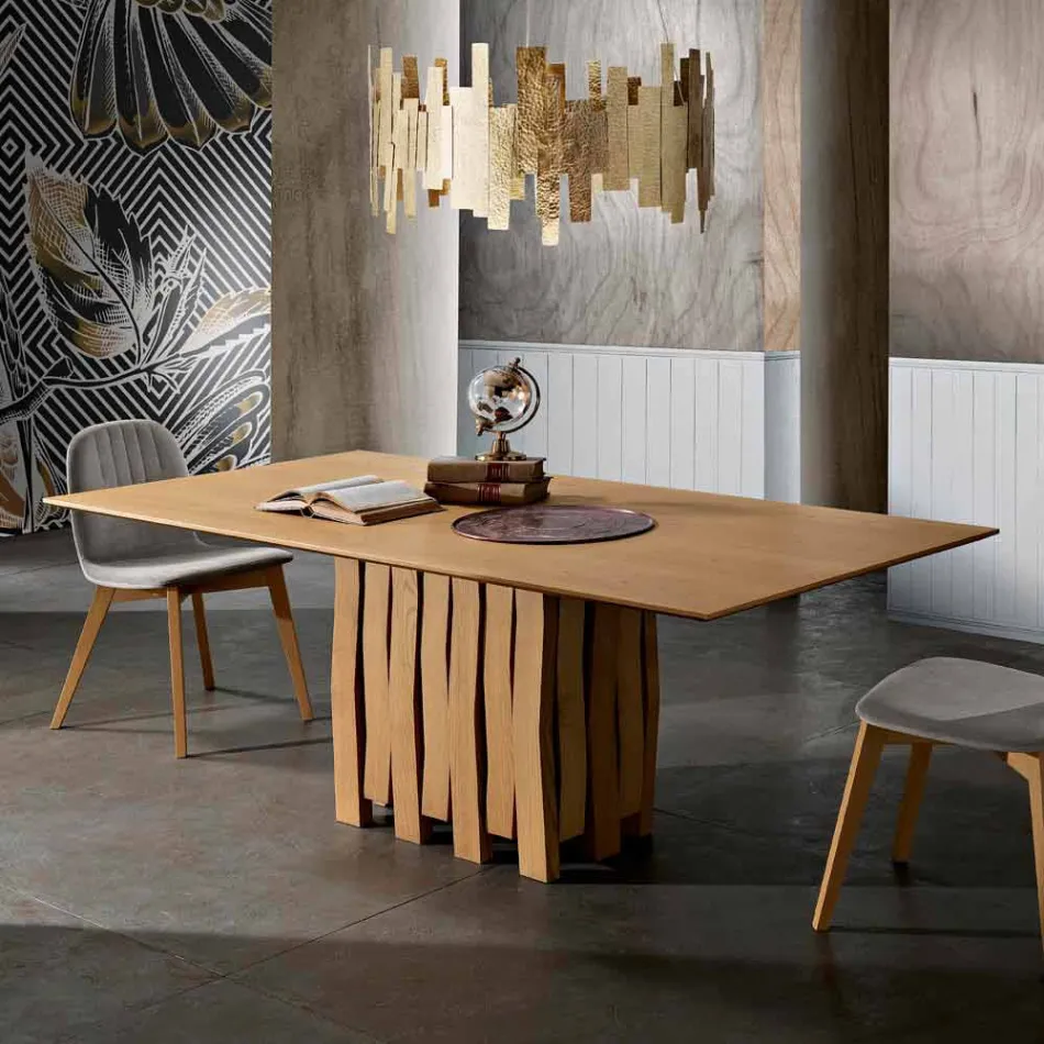 Mesa de comedor de madera de diseño mdf hecha en Italia, Egisto Viadurini