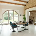 Mesa de Comedor en Madera Tropical Reciclada y Patas de Metal - Slide Viadurini