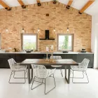 Mesa de Comedor en Madera Tropical Reciclada y Patas de Metal - Slide Viadurini