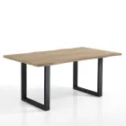 Mesa de comedor en MDF con patas en acero pintado de negro - Cheetah Viadurini