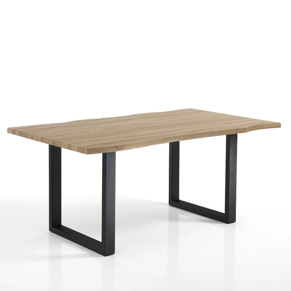Mesa de comedor en MDF con patas en acero pintado de negro - Cheetah Viadurini
