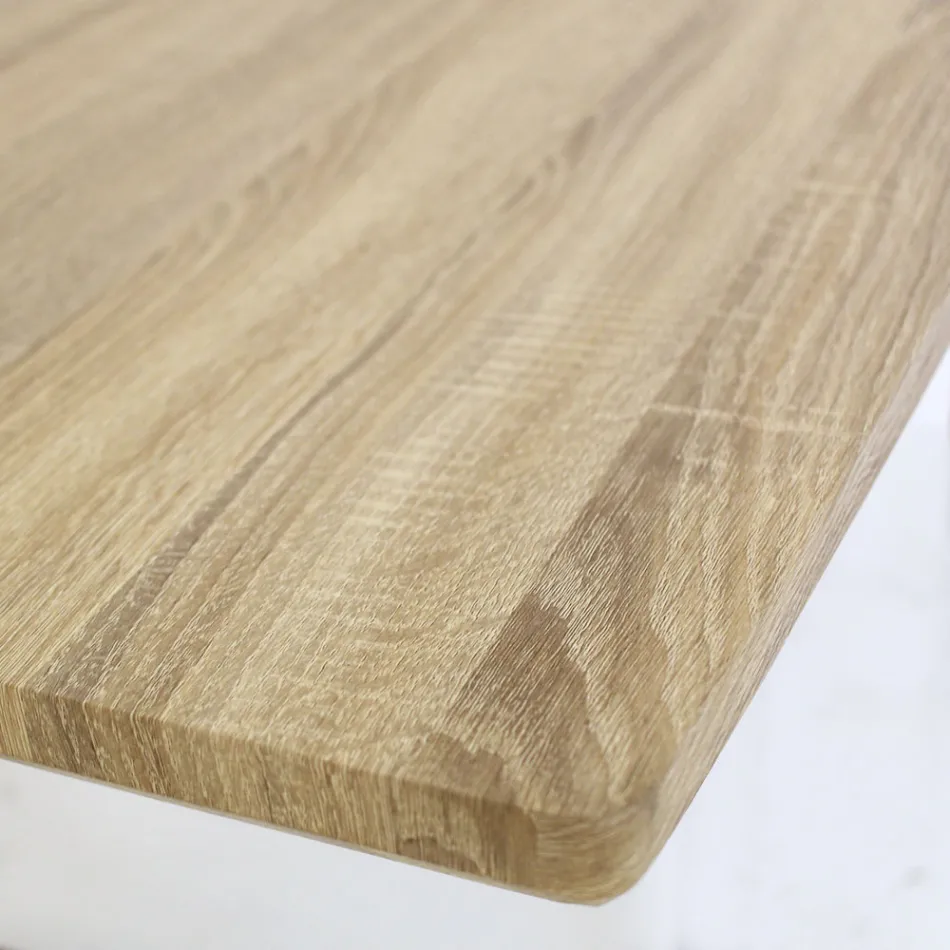 Mesa de Comedor en MDF Efecto Madera y Base Metálica Negra - Sunset Viadurini