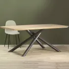Mesa de Comedor en MDF Efecto Madera y Base Metálica Negra - Sunset Viadurini